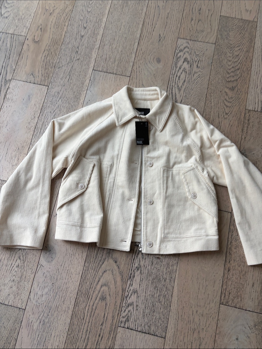 PAIGE Cream Corduroy Jean Jacket